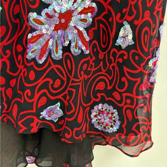 Nicole miller vintage Y2K 90s boho artsy floral sheer Embellished skirt sz 0 25 - Picture 9 of 16